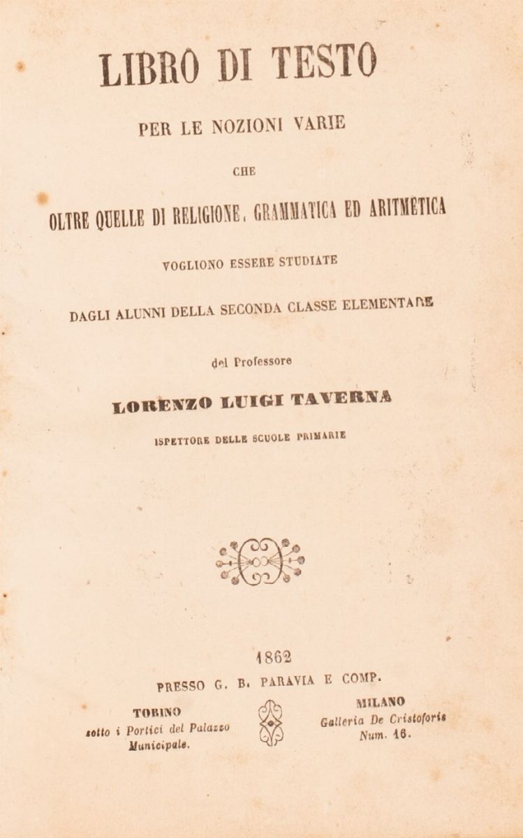 Libro di Testo per le Nozioni Varie che Oltre Quelle di Religione, Grammatica ed Aritmetica Vogli...