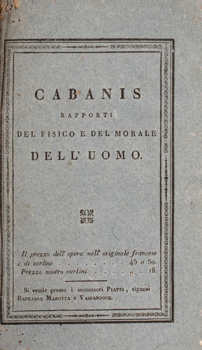 Cabanis Rapporti del Fisico e del Morale Dell'uomo