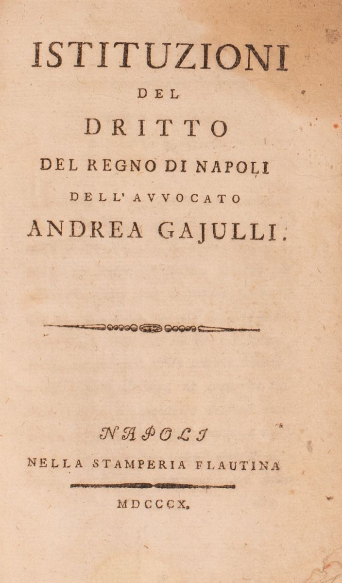 Istituzioni di Diritto del Regno di Napoli Dell'avv. Andrea Gajulli