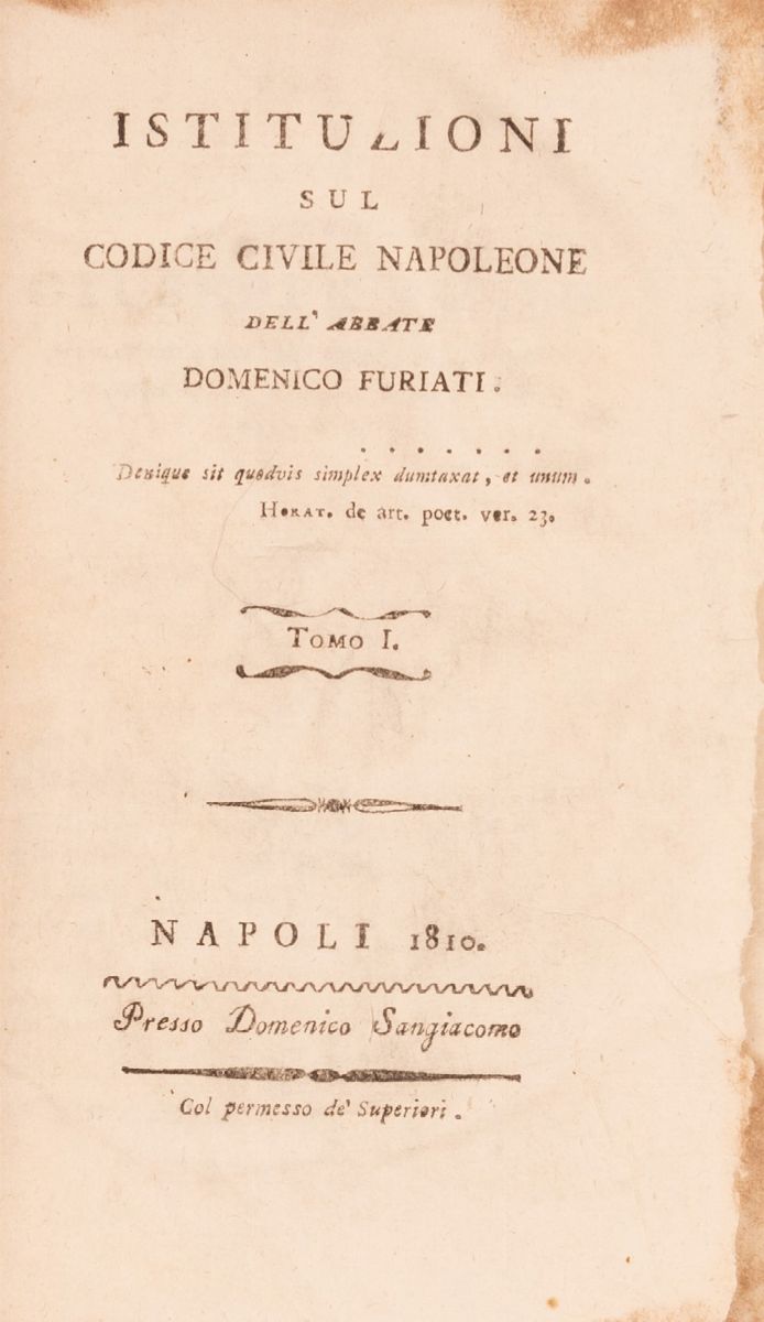 Istituzioni sul Codice Civile Napoleone Dell'abate Domenico Furiati