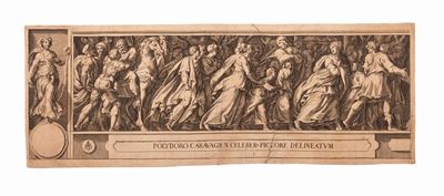 Cinque Fogli di Anonimo Dopo Cherubino Alberti, Fregi Romani, Dopo Polidoro da Caravaggio - Ratto...