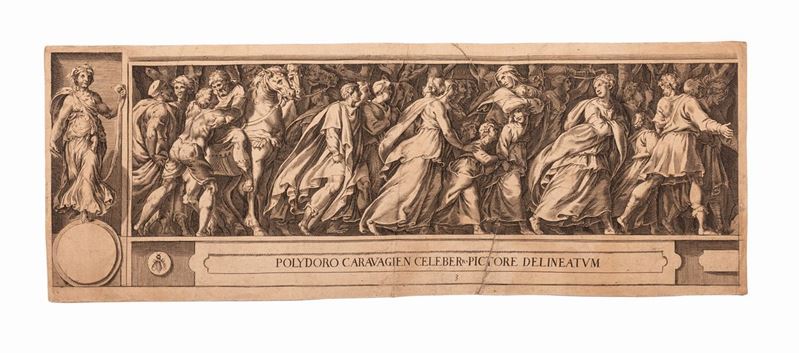Cinque Fogli di Anonimo Dopo Cherubino Alberti, Fregi Romani, Dopo Polidoro da Caravaggio - Ratto...
