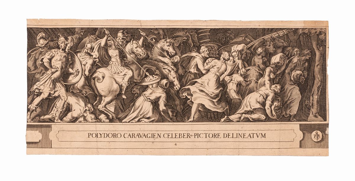 Cinque Fogli di Anonimo Dopo Cherubino Alberti, Fregi Romani, Dopo Polidoro da Caravaggio - Ratto...