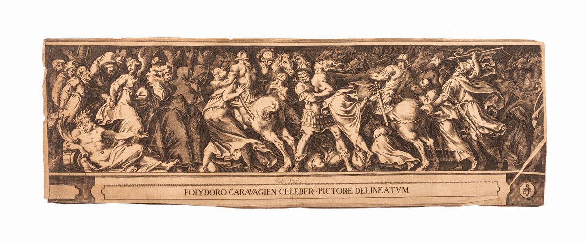 Cinque Fogli di Anonimo Dopo Cherubino Alberti, Fregi Romani, Dopo Polidoro da Caravaggio - Ratto...