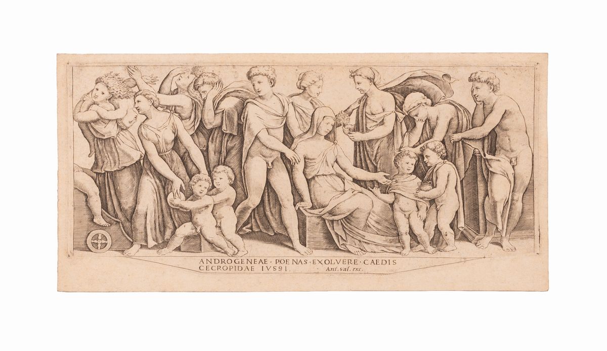 Cinque Fogli di Anonimo Dopo Cherubino Alberti, Fregi Romani, Dopo Polidoro da Caravaggio - Ratto...