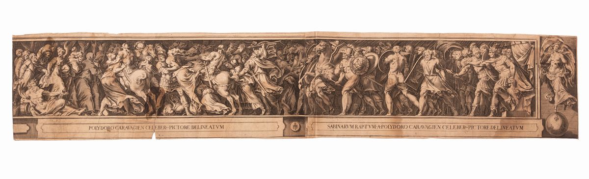 Cinque Fogli di Anonimo Dopo Cherubino Alberti, Fregi Romani, Dopo Polidoro da Caravaggio - Ratto...