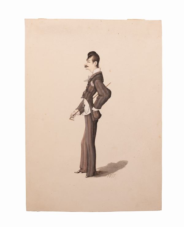 Melchiorre De Filippis Delfico - Caricatura di uomo con bastone