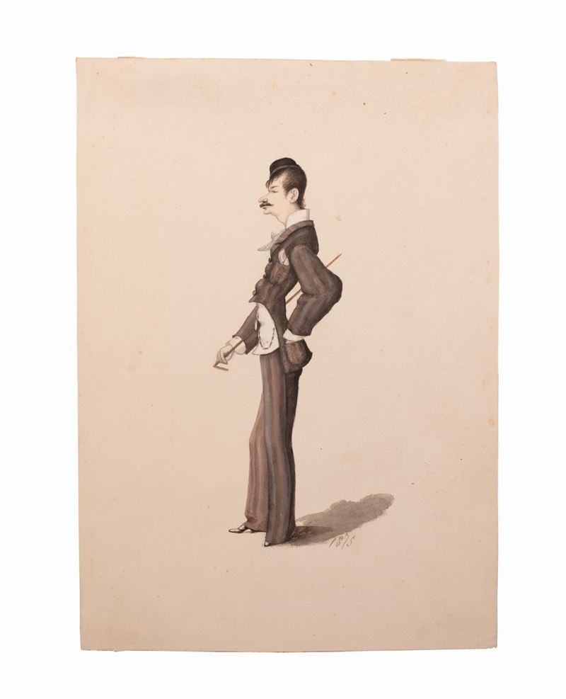 Melchiorre De Filippis Delfico - Caricatura di Uomo con Bastone