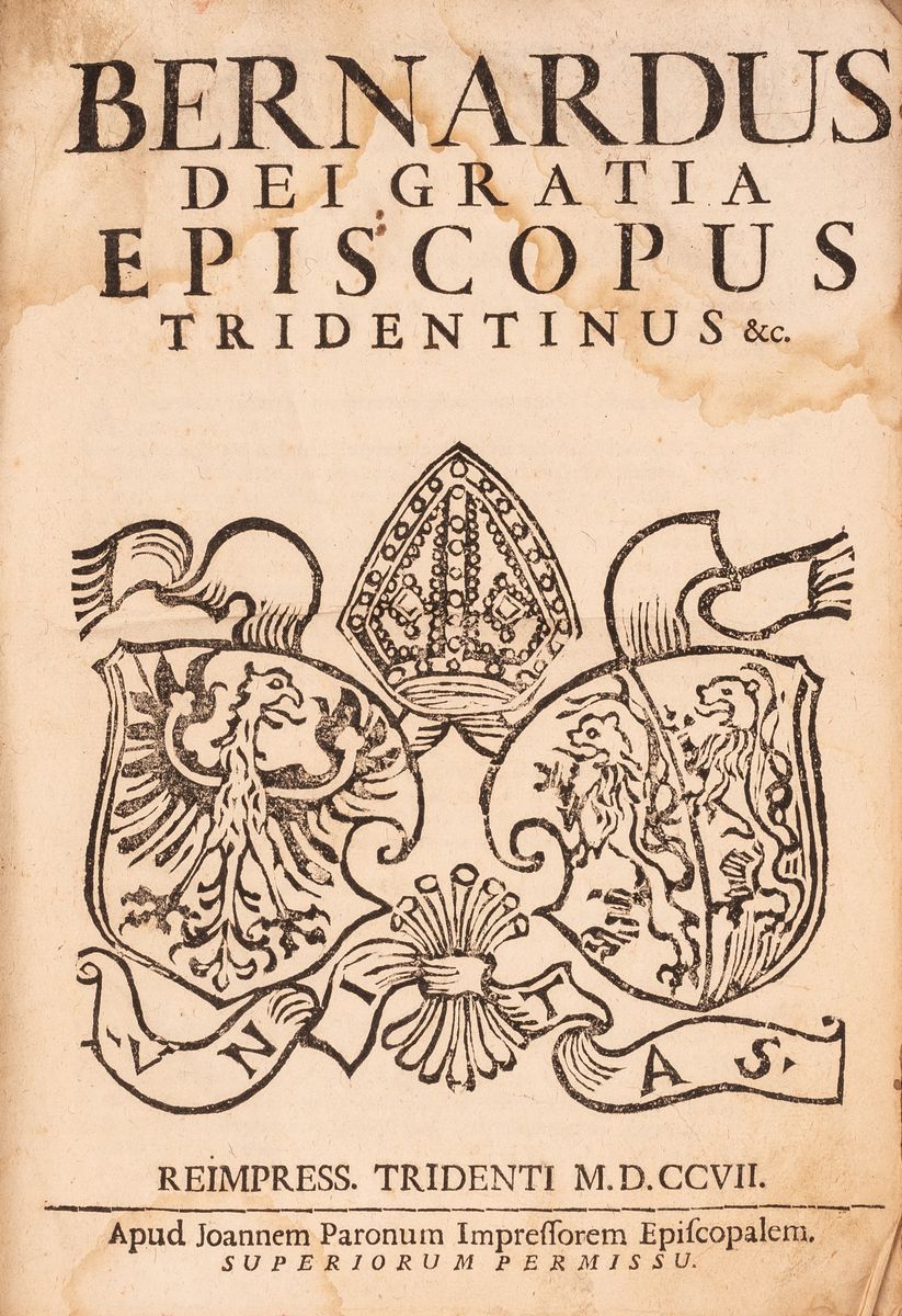 Bernardus dei Gratia Episcopus Tridentinus - Statuti Trento Collectanea
