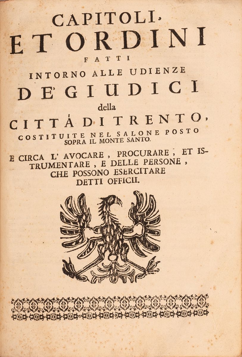 Bernardus dei Gratia Episcopus Tridentinus - Statuti Trento Collectanea