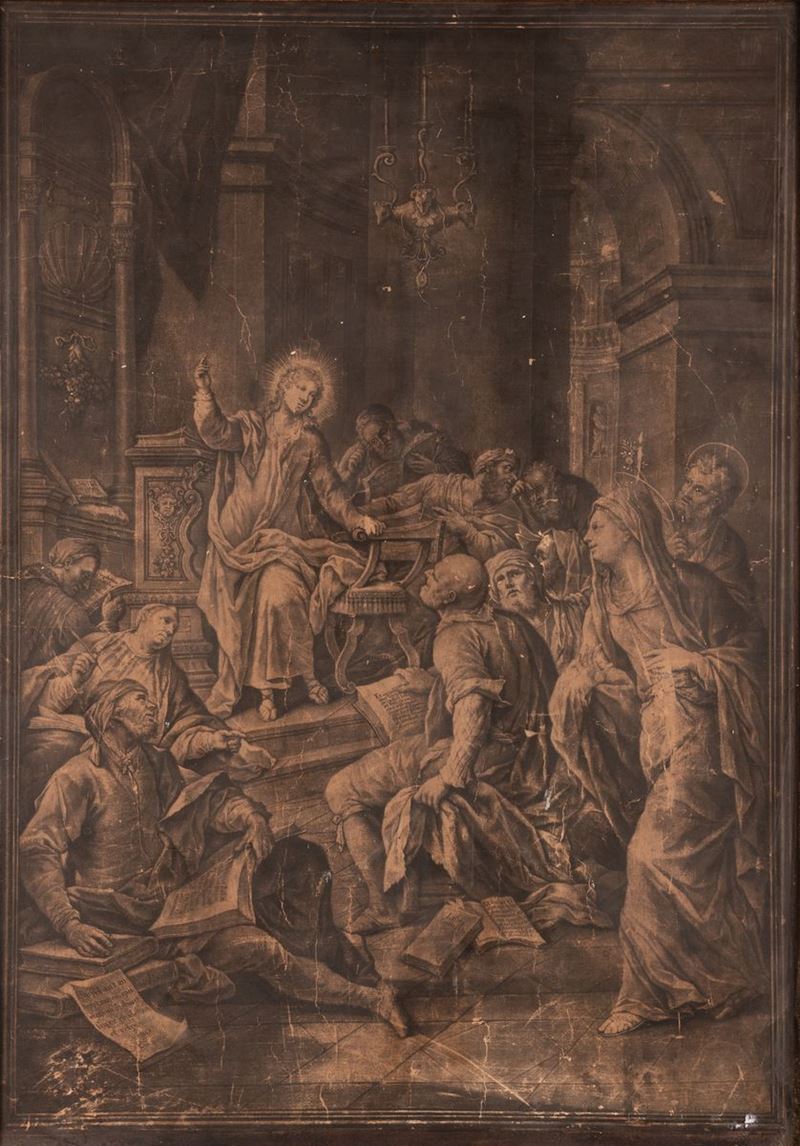 Gottfried Eichler - Incisione Settecentesca Cristo fra i Dottori
