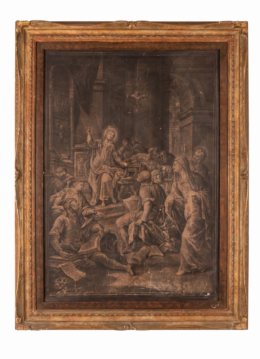 Gottfried Eichler - Incisione Settecentesca Cristo fra i Dottori