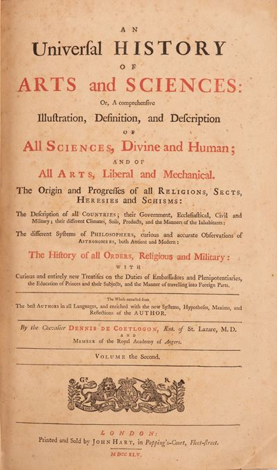 An Universal History Of Arts And Sciences