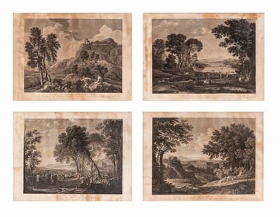 Lotto di 4 Incisioni da Disegno di Claude Lorrain