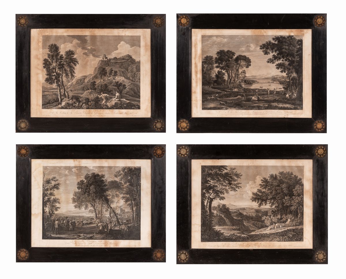 Pietro Parboni - Lotto di 4 Incisioni da Disegno di Claude Lorrain
