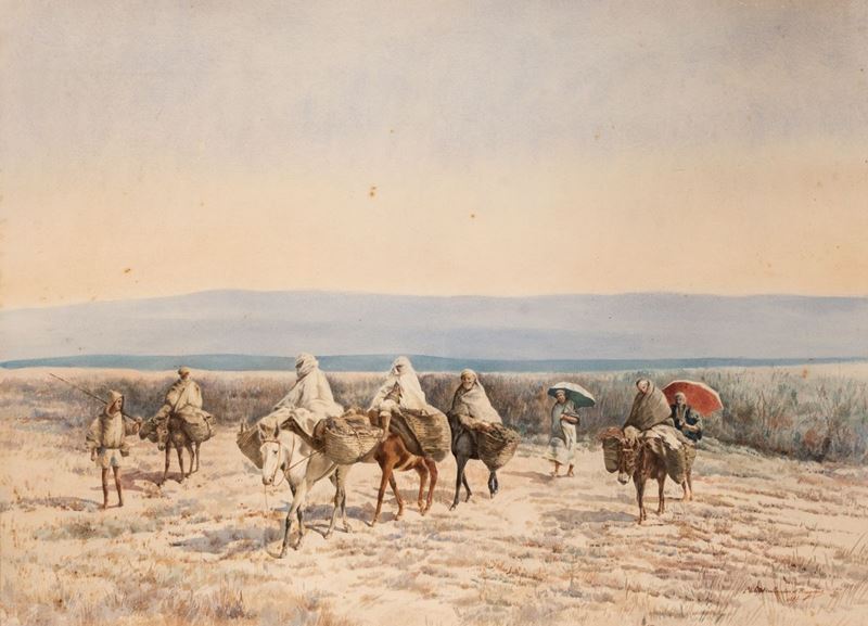 Prince Philippe De Bourbon Et Bragance - Acquerello Raffigurante Carovana nel Deserto