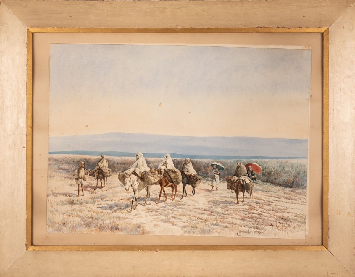 Prince Philippe De Bourbon Et Bragance - Acquerello Raffigurante Carovana nel Deserto
