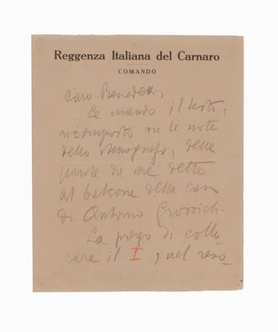 Lettera Manoscritta di Gabriele D'annunzio