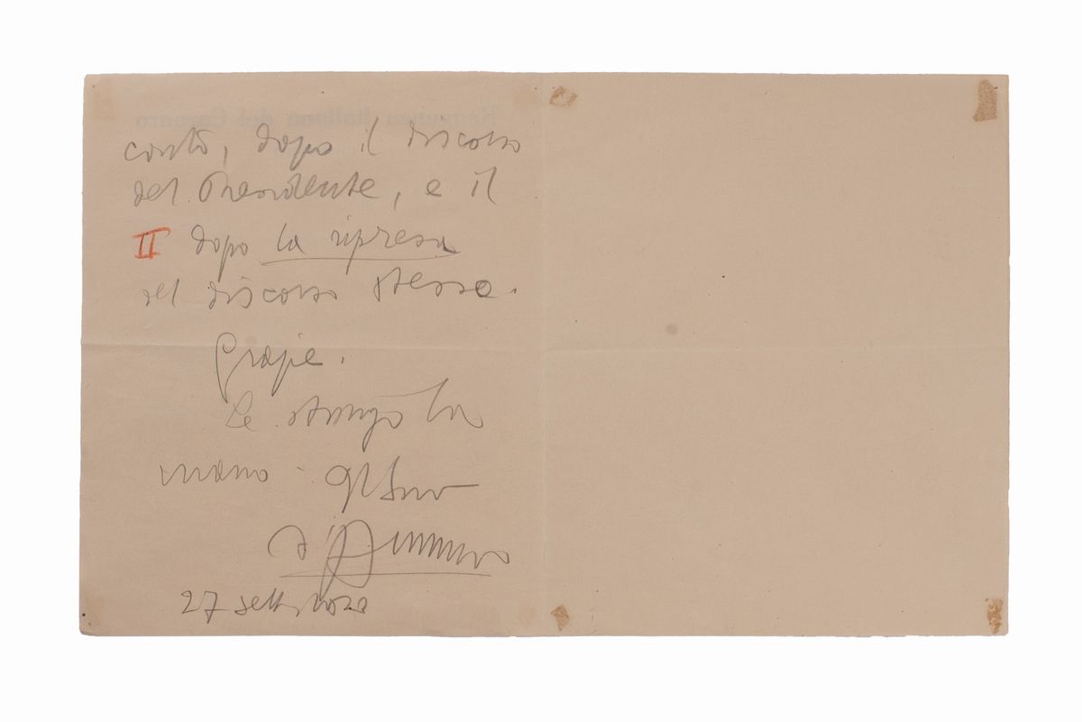 Lettera Manoscritta di Gabriele D'annunzio