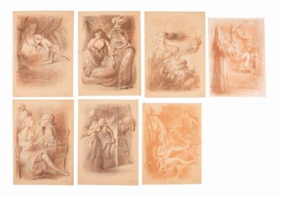 Lotto di Disegni e Chine a Firma C. Politi