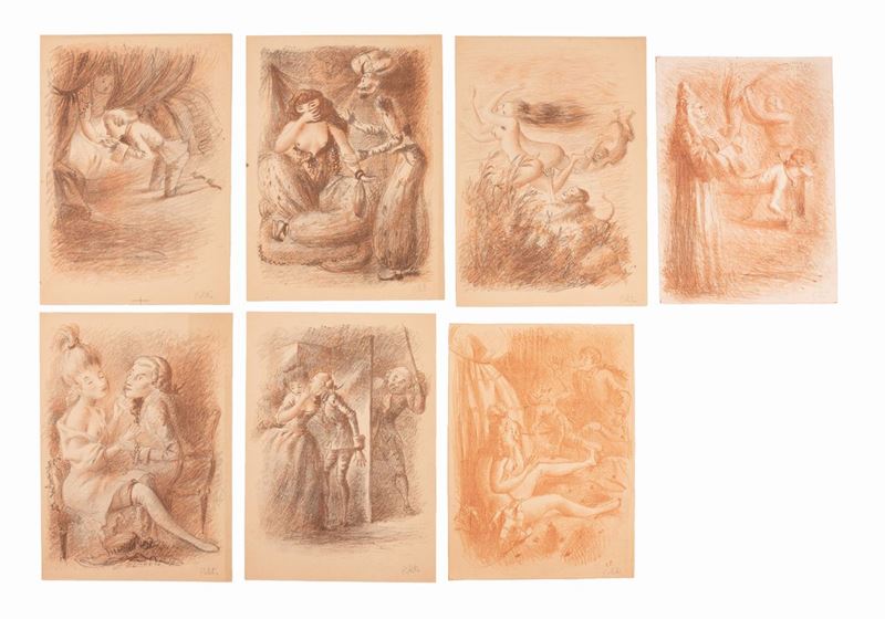 Lotto di Disegni e Chine a Firma C. Politi