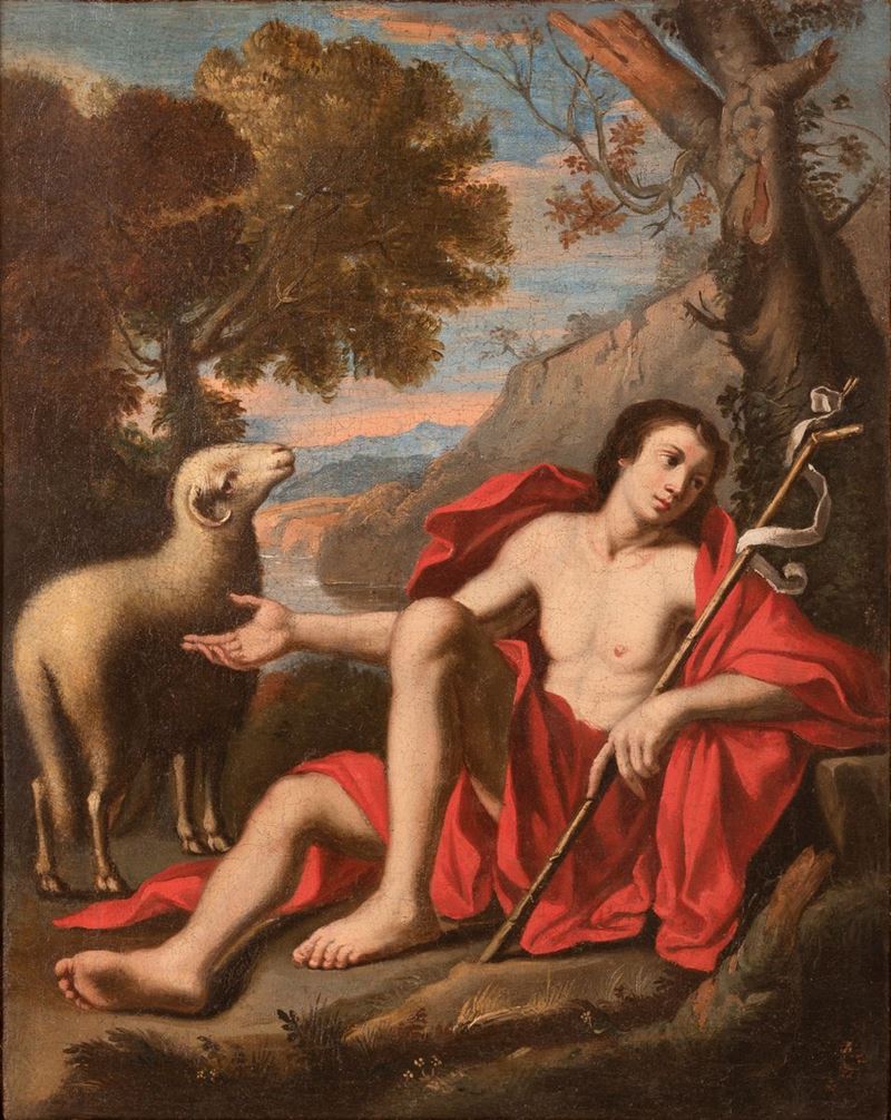 Scuola Bolognese del XVII Secolo - San Giovanni con Agnello