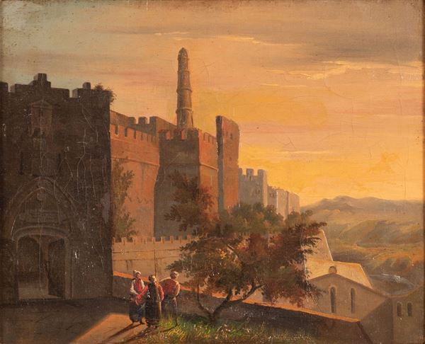 Scuola del nord europa - Paesaggio con castello 