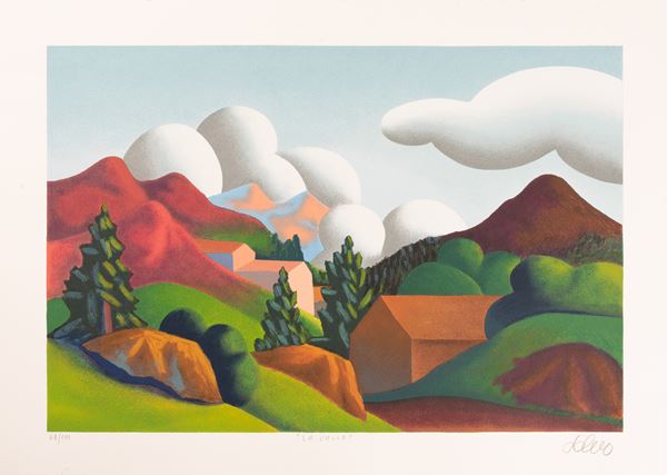 Salvo : La valle  - Litografia a colori - Asta Asta a tempo - Grafica - Gliubich Casa d'Aste
