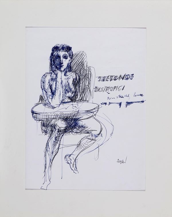 Alberto Sughi : Senza Titolo  (2002)  - Inchiostro su carta - Asta Arte Moderna e Contemporanea - Gliubich Casa d'Aste