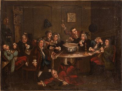Interno di Taverna Inglese con Fumatori, Bevitori e Giocatori di Carte