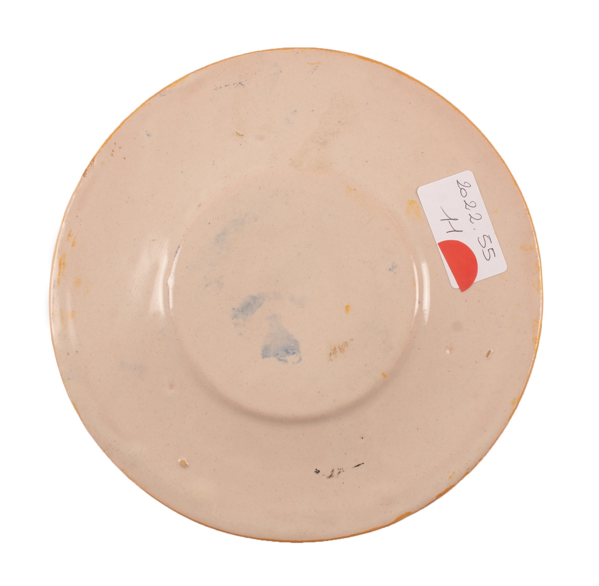 Piattino in Maiolica Gialla e Blu con Stemma Araldico