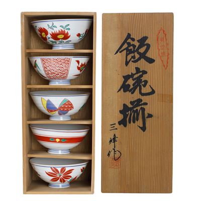Set di ciotole da riso Arita, 5 pezzi, in scatola originale