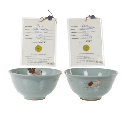 Ciotole in grès smaltato celadon, Dinastia Qing