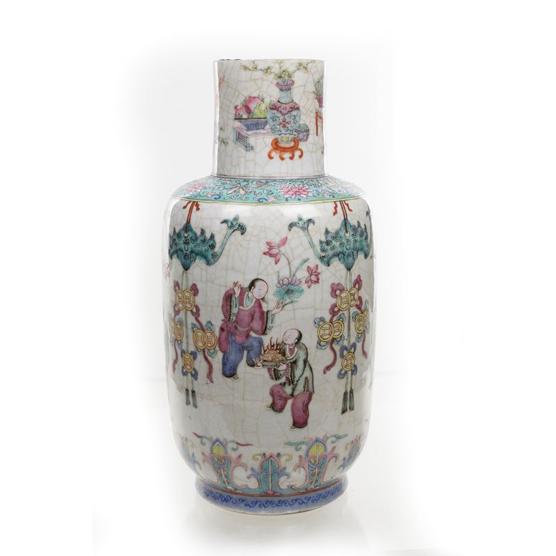 Vaso in ceramica, Porcellana Famille Rose, Cina, XIX secolo