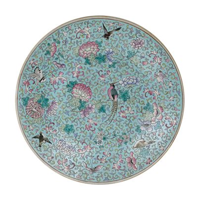 Antico piatto in porcellana Celadon, Cina, XIX secolo