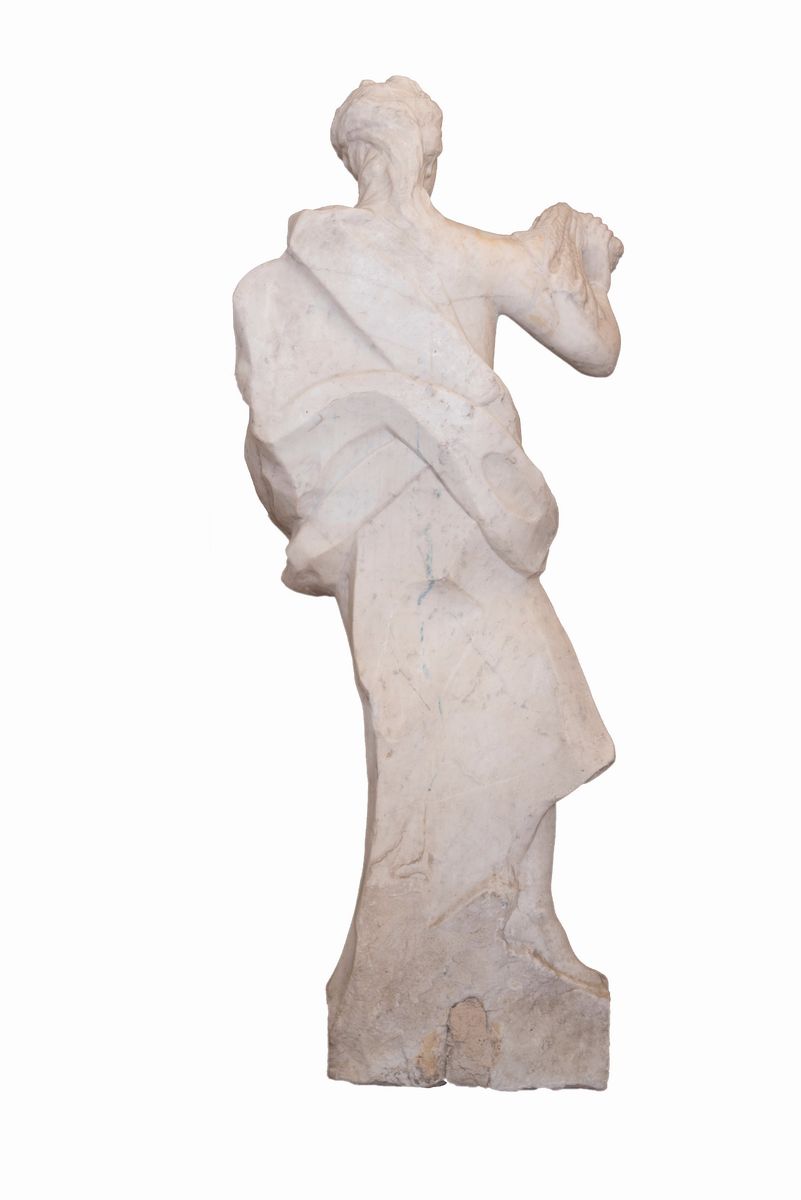 Antica Scultura in Marmo Bianco Raffigurante Cerere