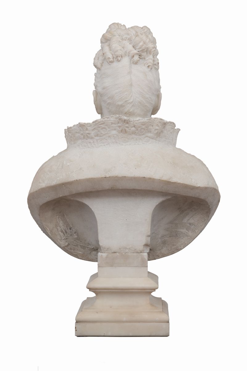 Busto in Marmo Scultoreo Affigurante Maria Letizia Ramolino, Madre Dell'imperatore Napoleone Bona...