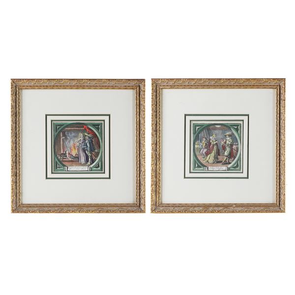 Due incisioni acquerellate