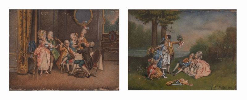 Anonimo Francese del XVIII Secolo - Coppia di Miniature