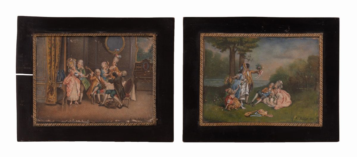 Anonimo Francese del XVIII Secolo - Coppia di Miniature