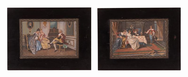 Anonimo Francese del XVIII Secolo - Coppia di Miniature