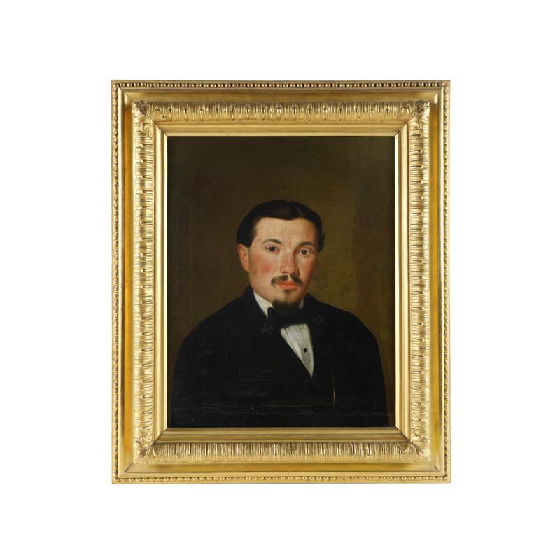 Autore Ignoto, Ritratto di uomo con papillon, olio su tela