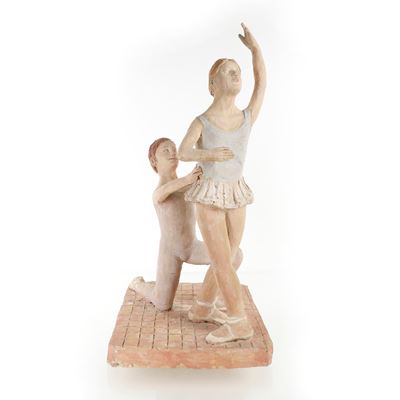 P.C. Lattanzi, Scultura in terracotta 'Ballerini', 1974