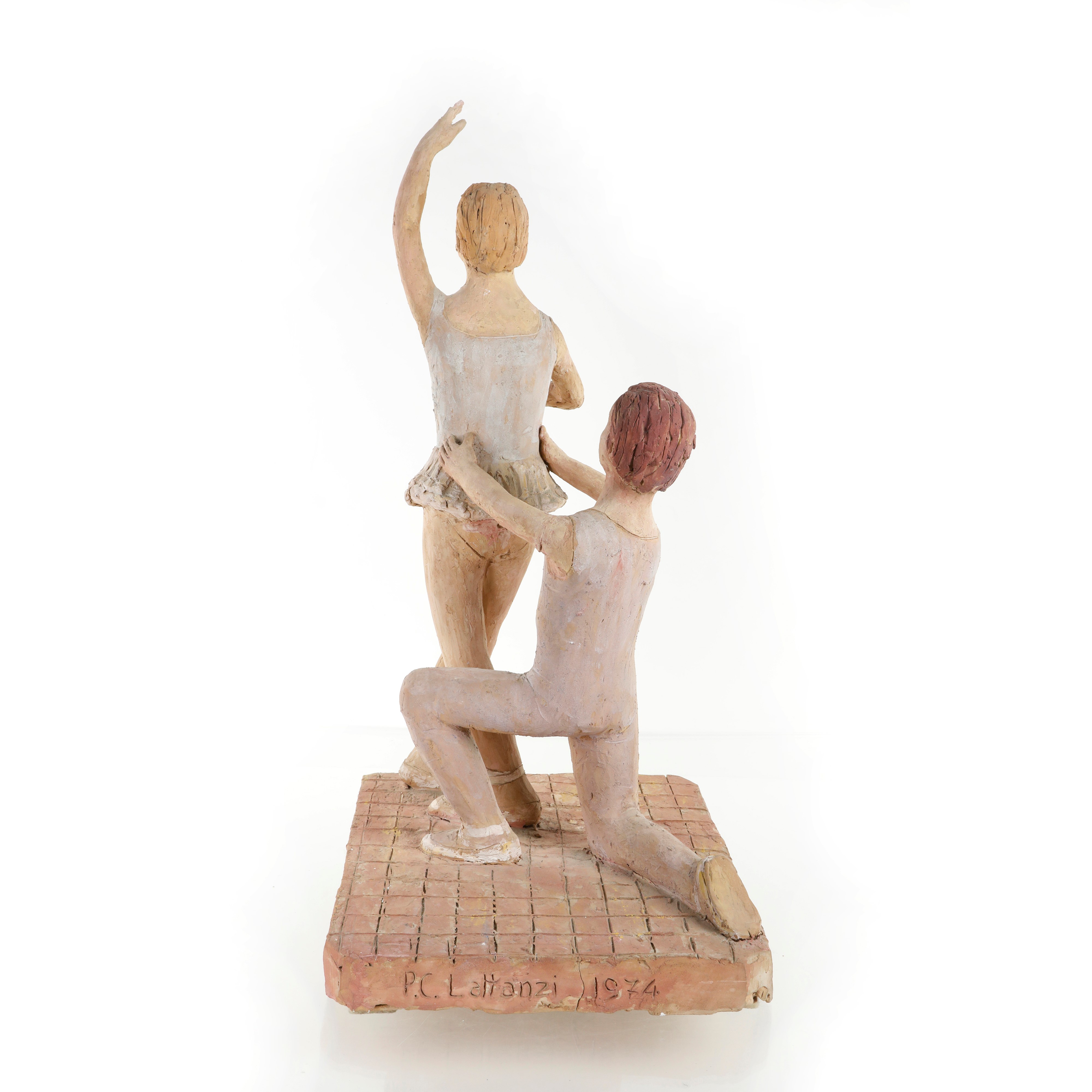 P.C. Lattanzi, Scultura in terracotta 'Ballerini', 1974