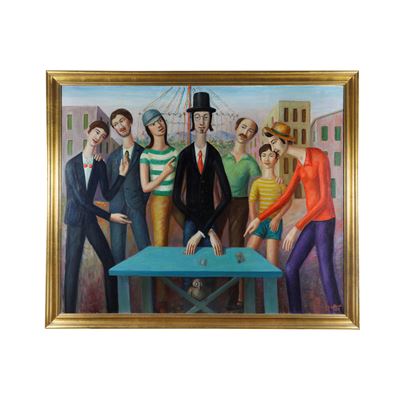 P C Lattanzi, Gioco delle tre carte, olio su tela