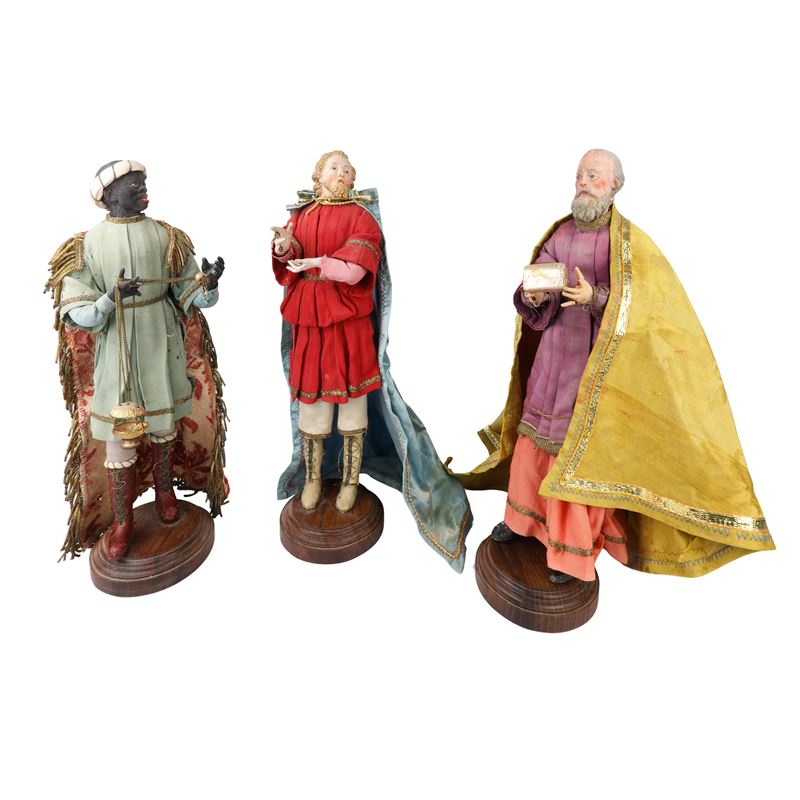 Scultore napoletano del XVIII secolo, I tre Re Magi: Gasparre, Melchiorre e Baldassarre