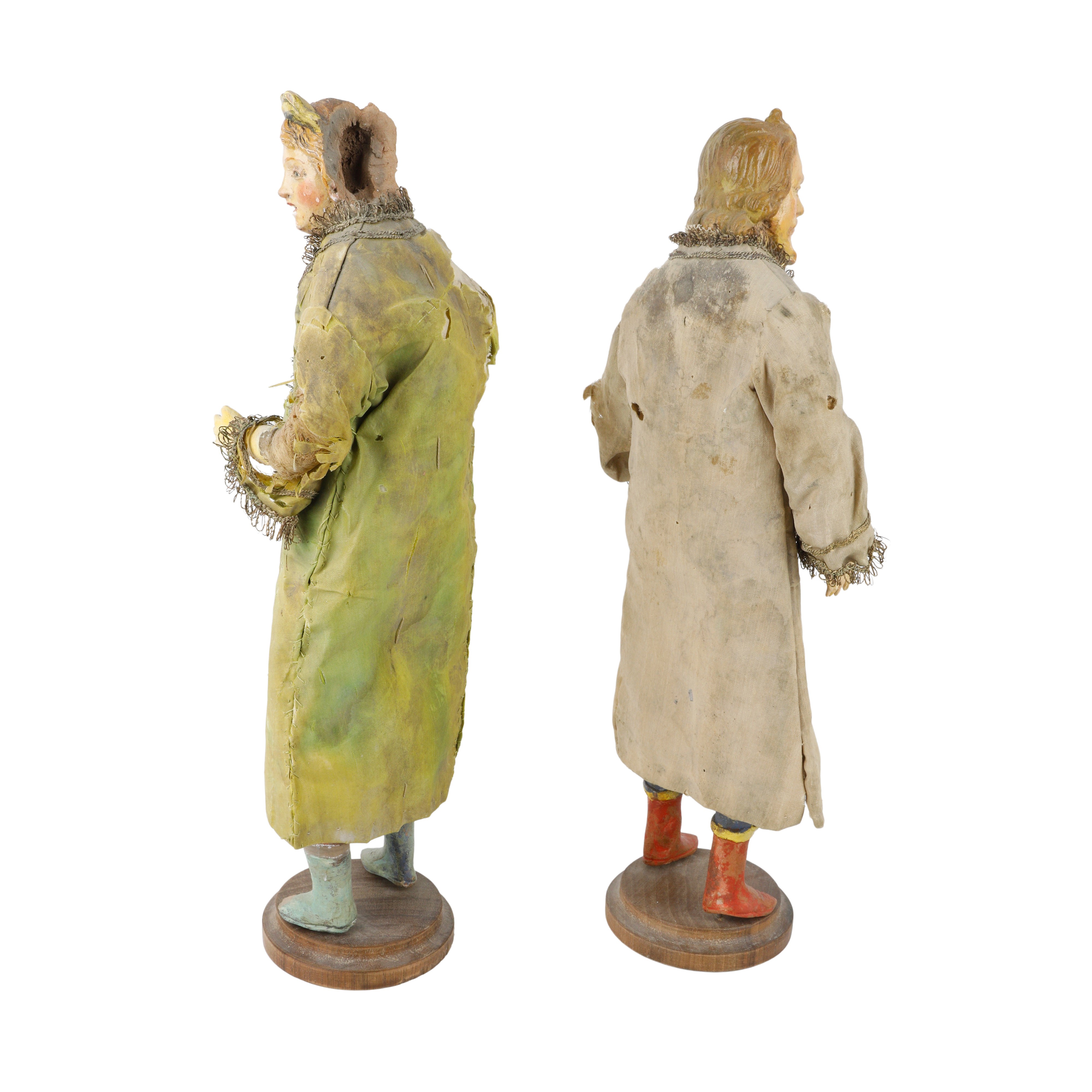 Scultore napoletano, Coppia di nobili - Terracotta policroma, fine XVIII - inizio XIX secolo