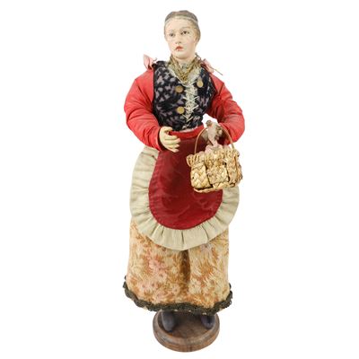 Giovane donna con cesto di ortaggi, Terracotta, Napoli, Fine XVIII secolo