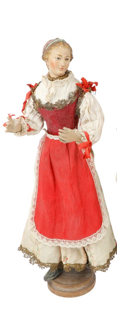 Giovane donna con frontino e capelli raccolti, terracotta policroma, Napoli, FINE XVIII secolo