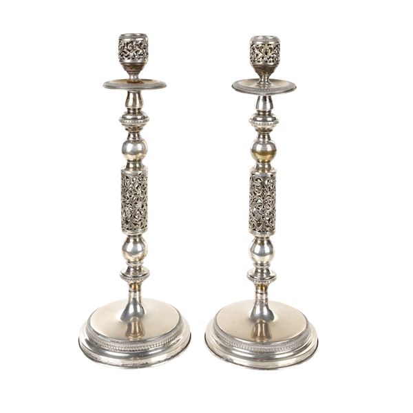 Coppia candelieri in Argento 800 